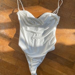 ZARA cowl front white bodysuit